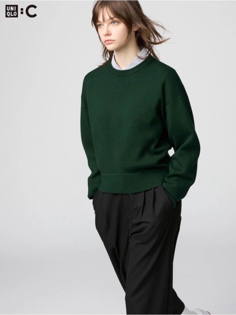 Uniqlo:C Smooth Cotton Sweater Green